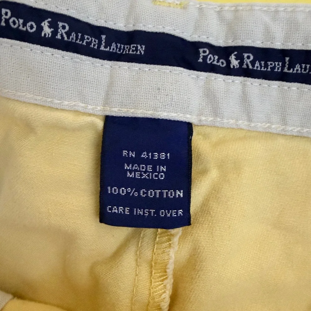 VIntage Polo Ralph Lauren Chino Shorts Mens 31 Yellow Pleated Front 100% Cotton